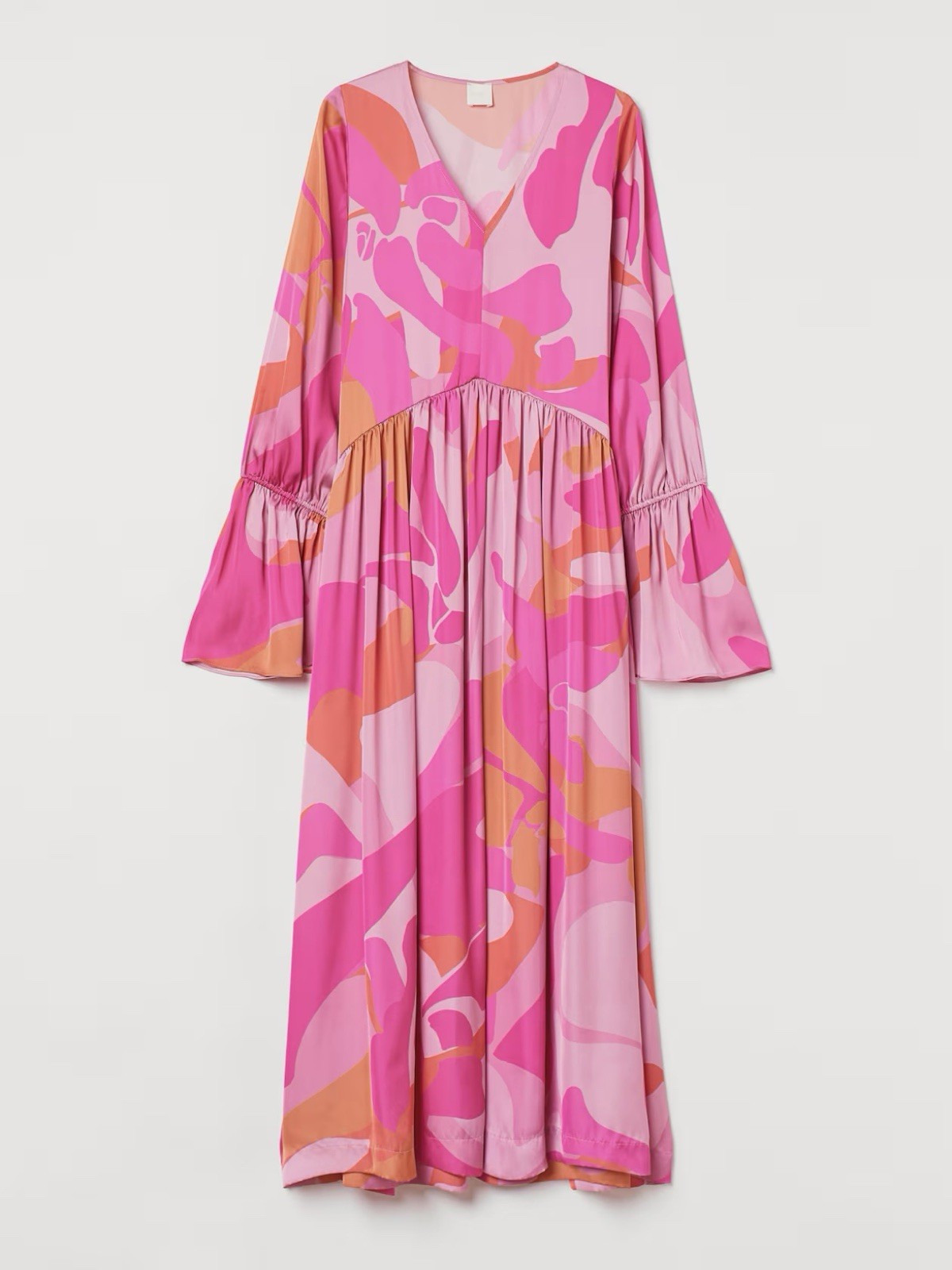 BNWT Viral H&M Limited Edition – Pink Orange Patterned Wide Maxi Dress – Size M