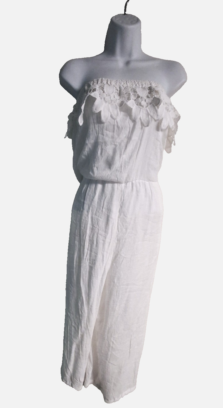 J GEE Lace Bodice ROMPER Soft White Special Occasion Romantic Sz M