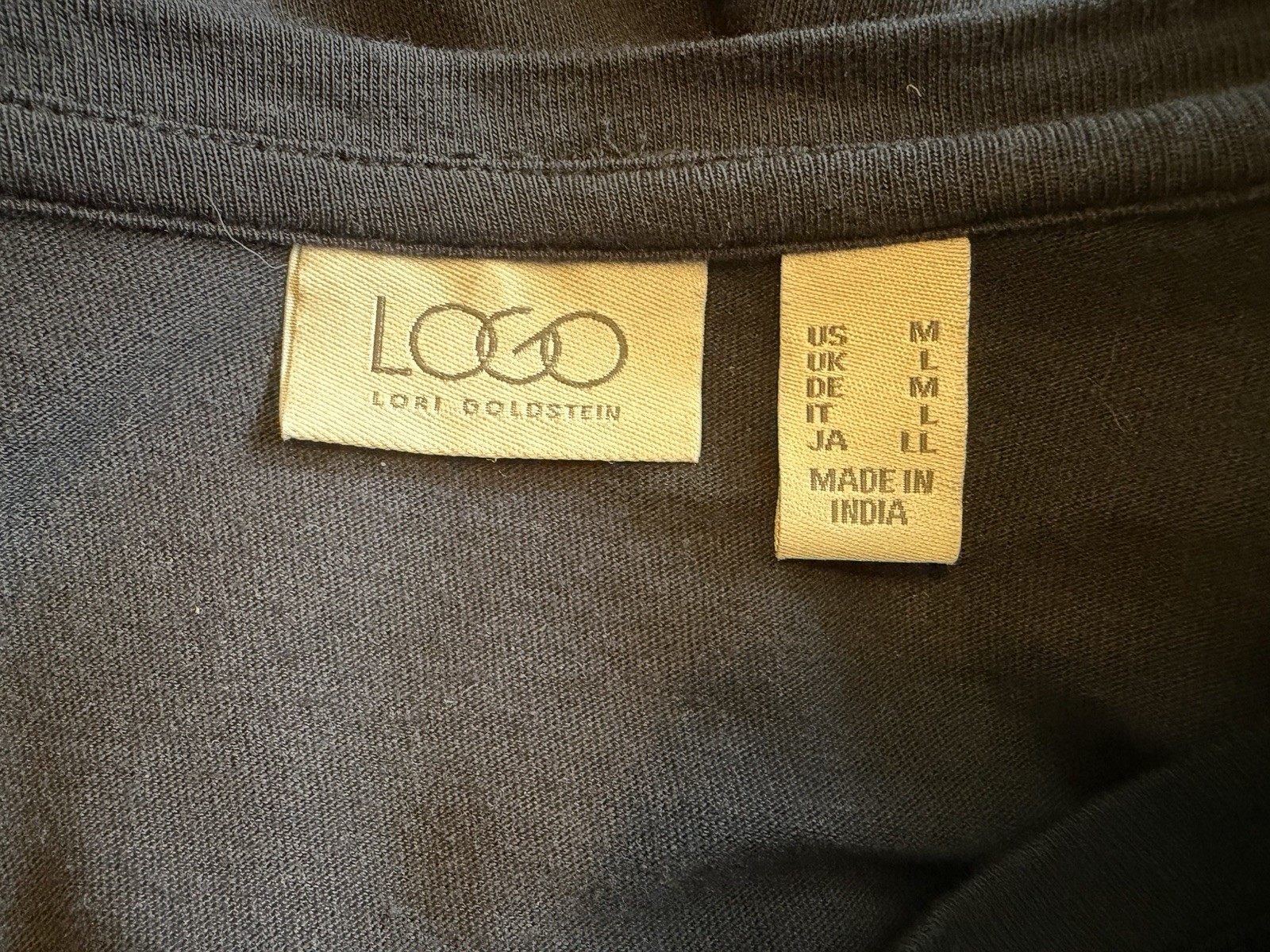 LOGO by Lori Goldstein Navy Beige Shift Dress Short Sleeve Embroidered M