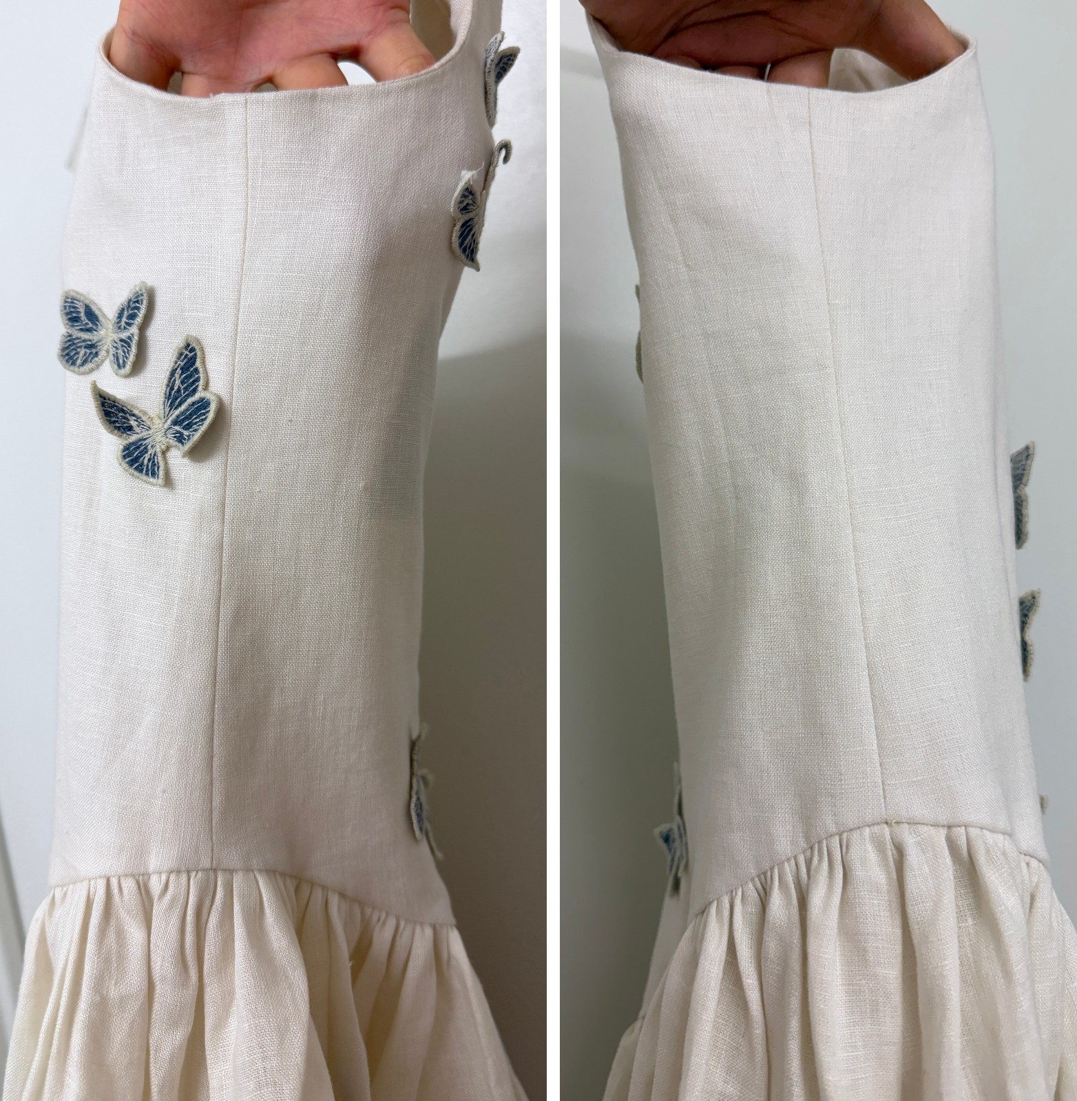 Agua Bendita Pluma Lymanopoda Butterfly Embroidered Mini Dress White Moth L