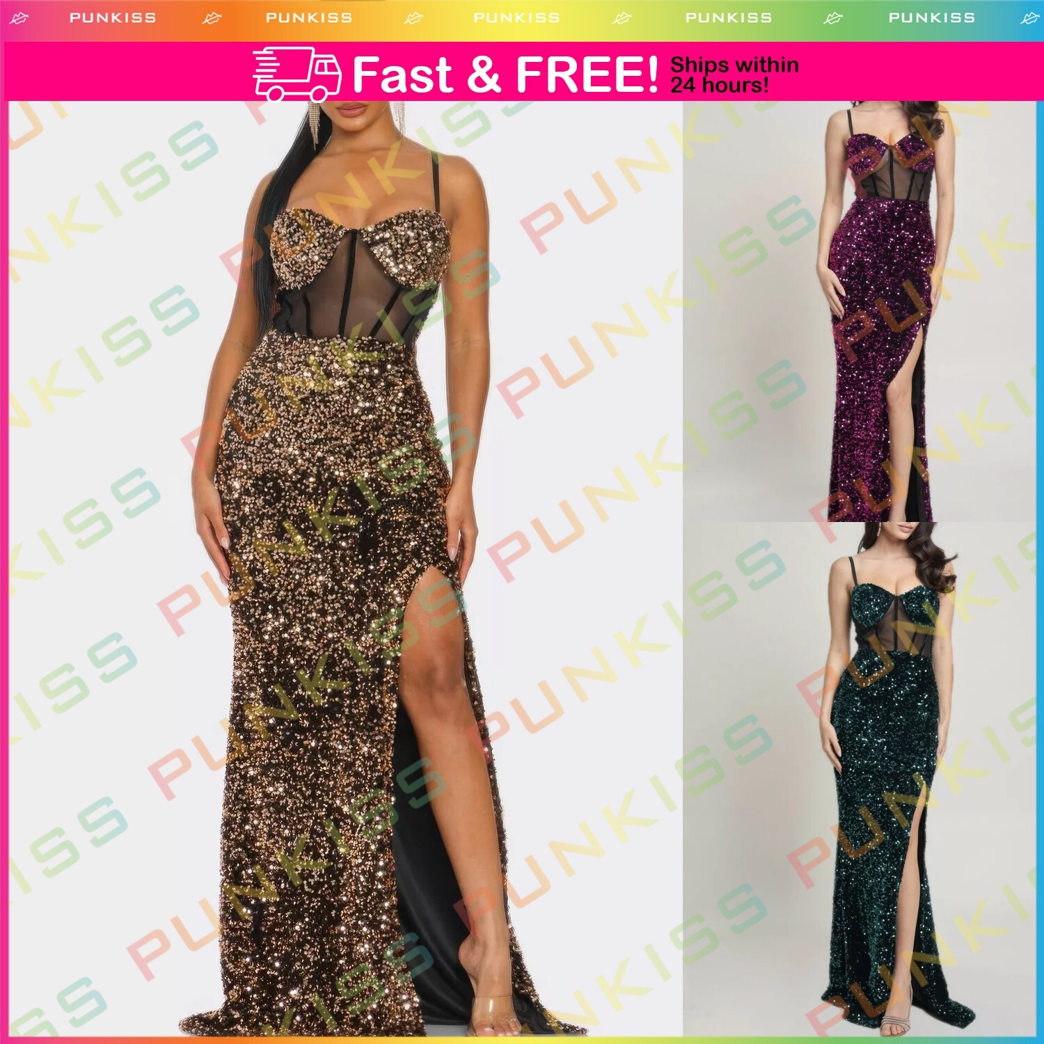 Women’s Casual Maxi Dress Off-Shoulder V-Neckline Sirene Sequins High-Stretch