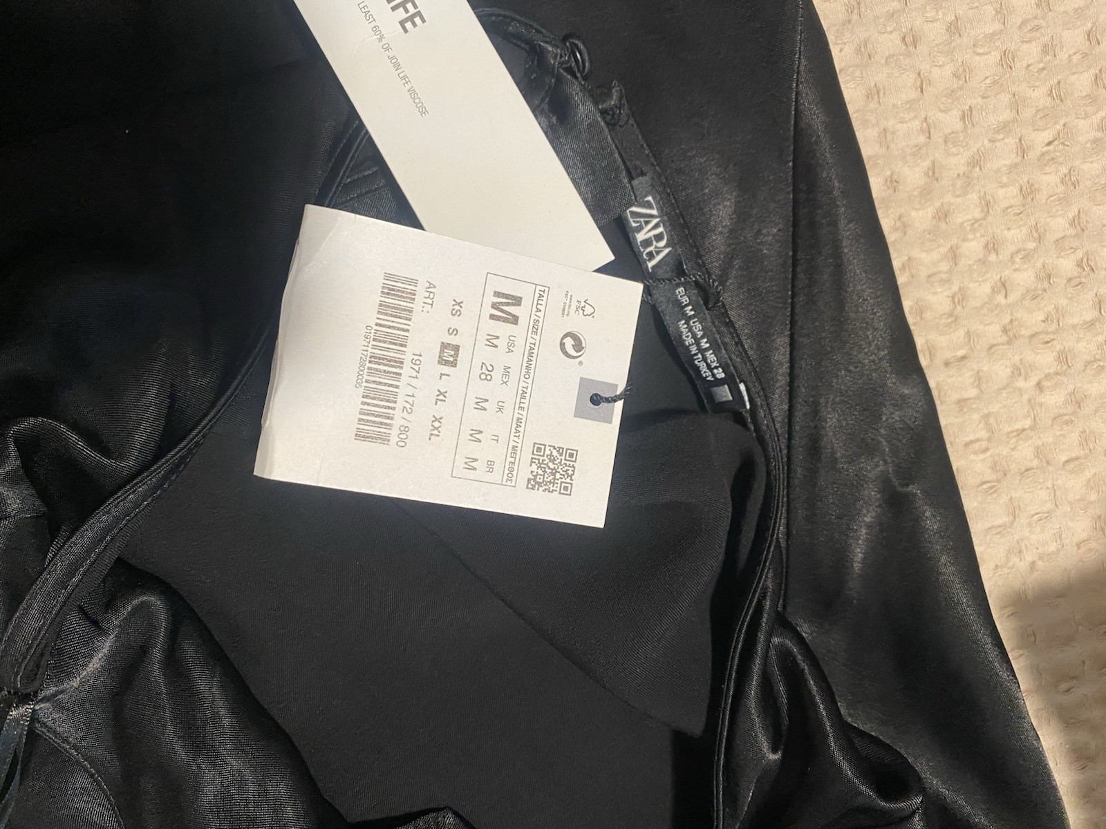 ZARA M Black Satin Halter Bow Button Sleeveless Women’s Regular Blouse Dress