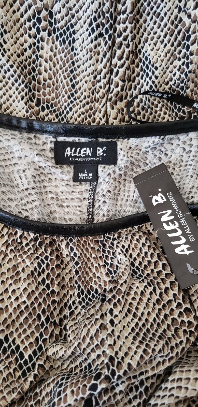 Allen B by Allen Schwartz Womens Brown Snake Print Ruched Sides Bodycon Dress L