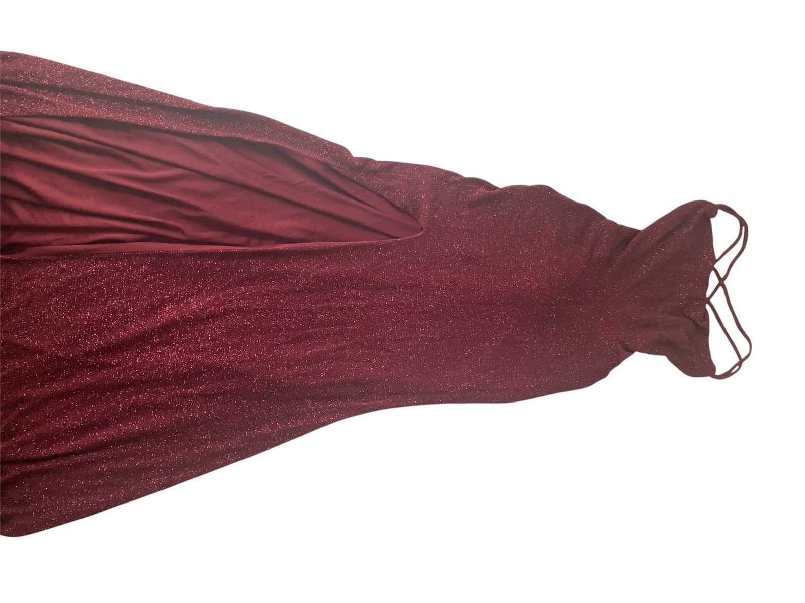 Women’s Burgundy Glitter Halter Strappy Sleeveless Solid Maxi Dress, S