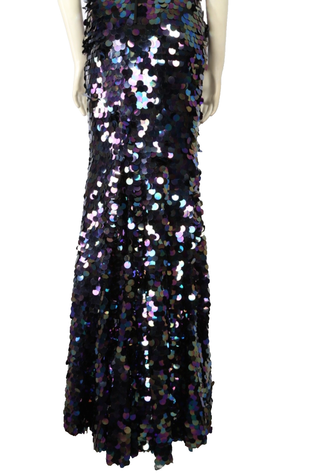 ALYCE Paris Paillette Plunging Neckline Sequin Maxi Prom Dress Gown Women Sz 000