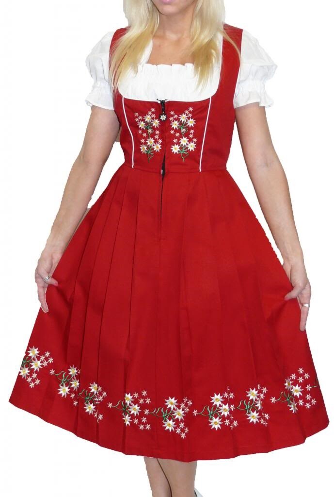 XL 20 German COTTON Dirndl Dress Embroidered Oktoberfest Holiday Waitress 3 PCS