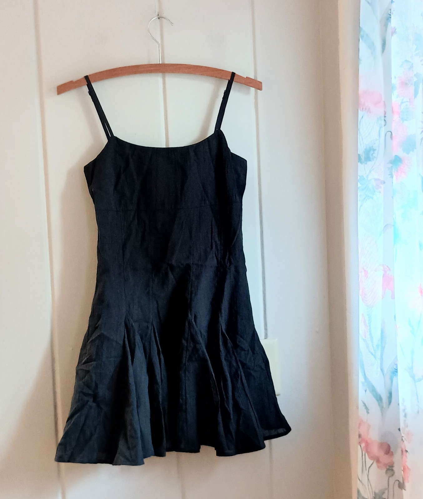 American Eagle Black Cotton Pleated Mini Dress XXS NWOT