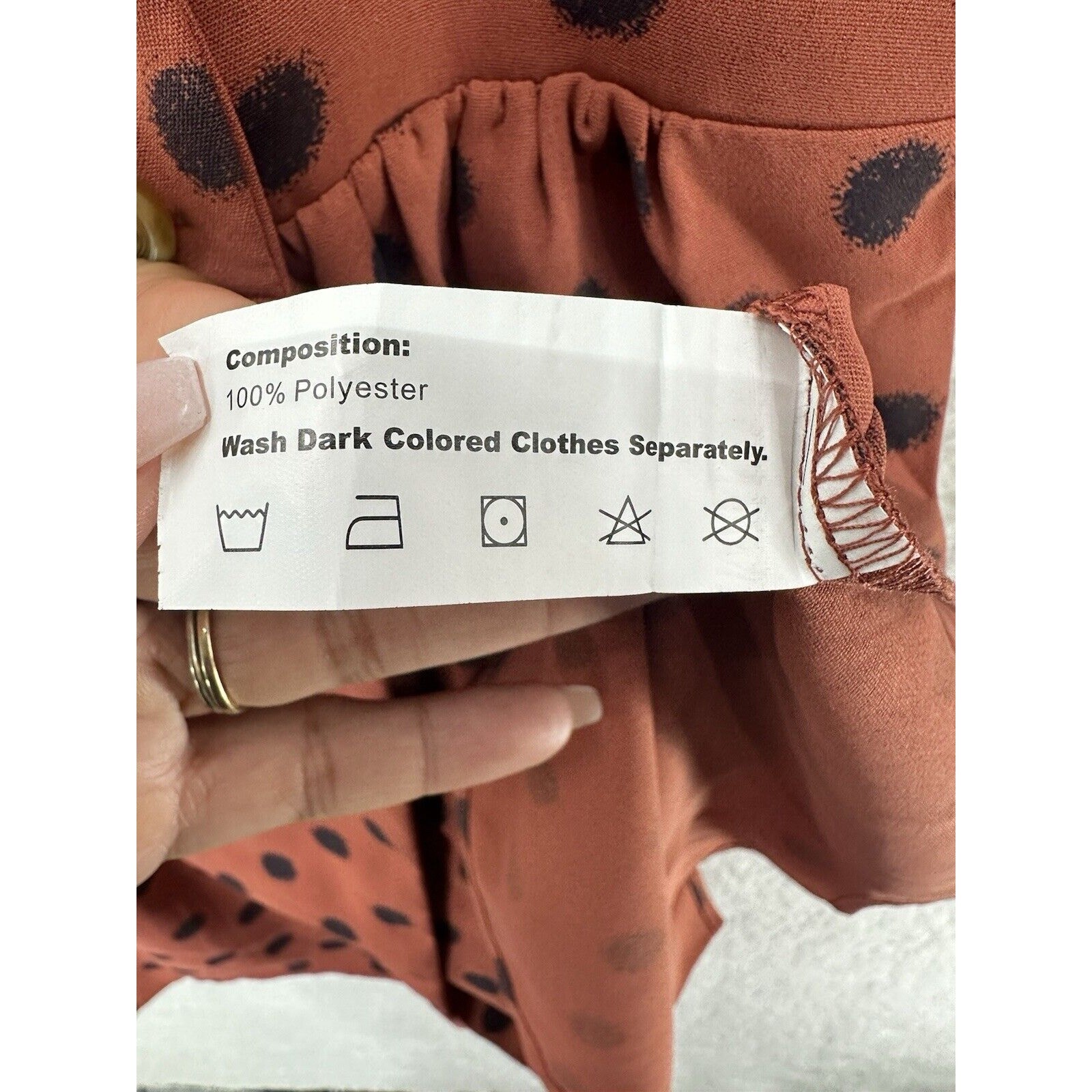 Zaful Jacket Dress Chiffon Rust and Black Polka Dot Long Sleeve Dress Size 8 NWT