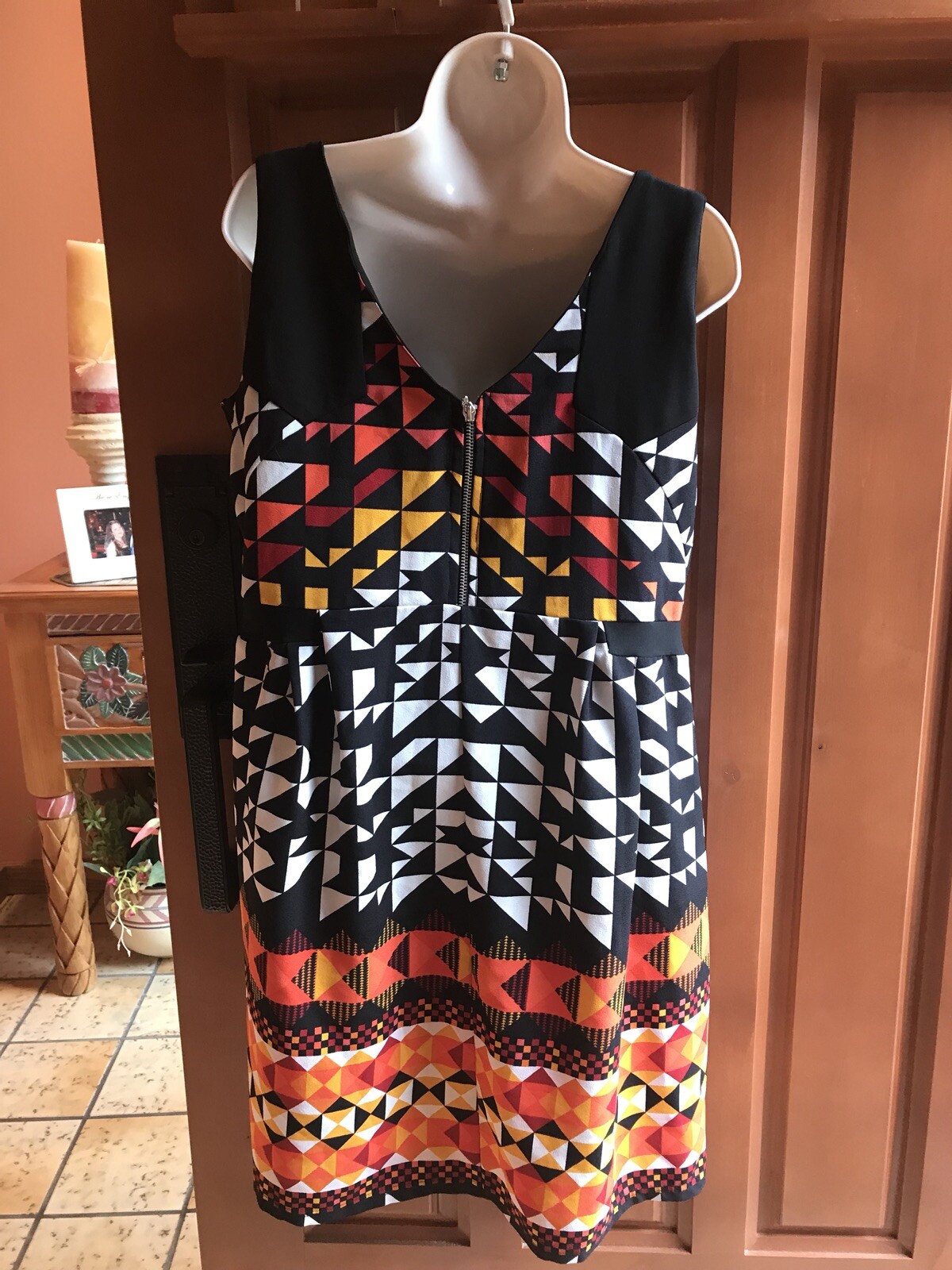 A.N.D Black, White and Multicolor Aztec Sleeveless Summer Dress Sz XL
