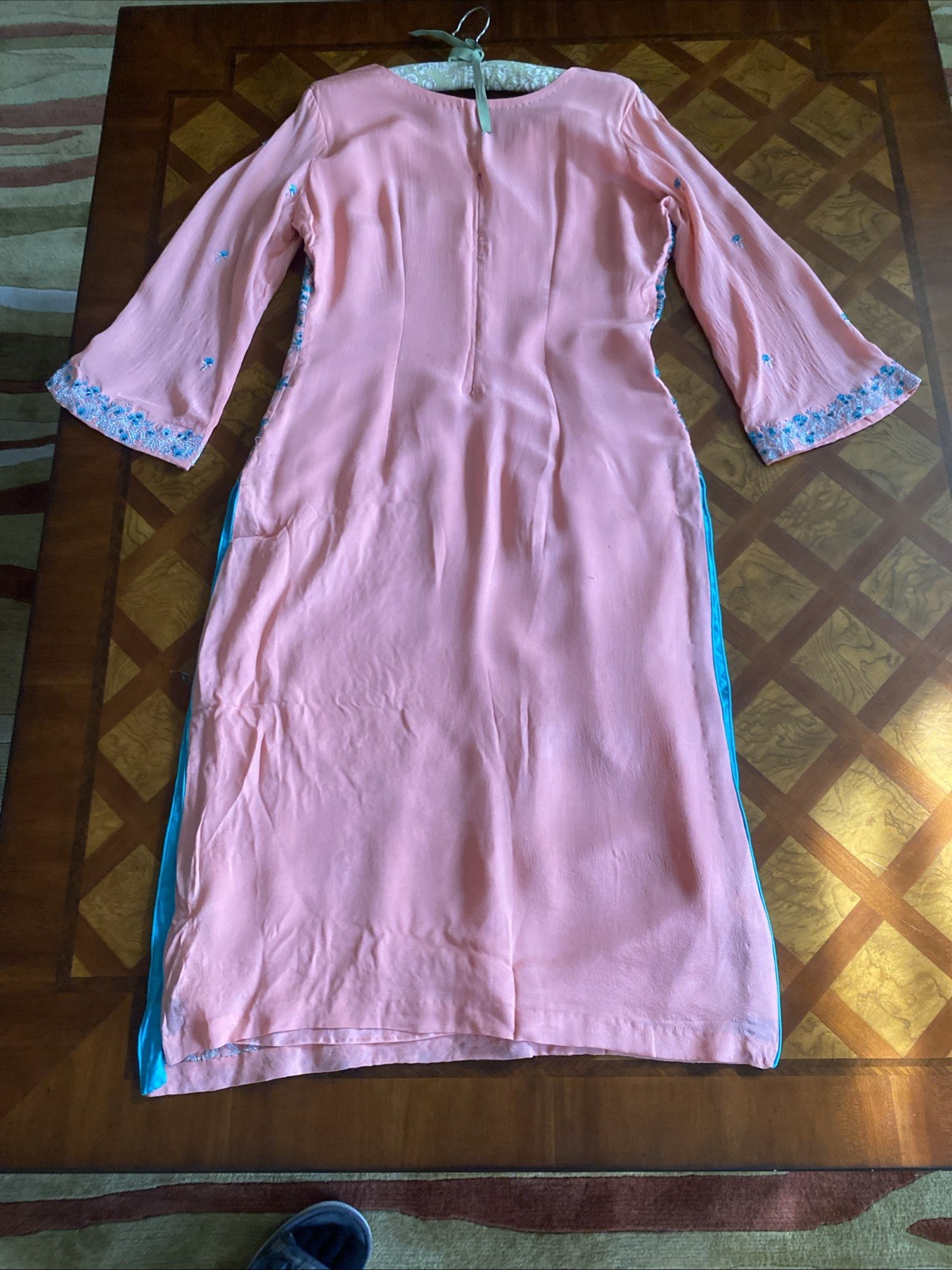 Vintage Sheer Tunic Midi Dress Cover-Up Embroidered Size S Artsy Boho OOAK New