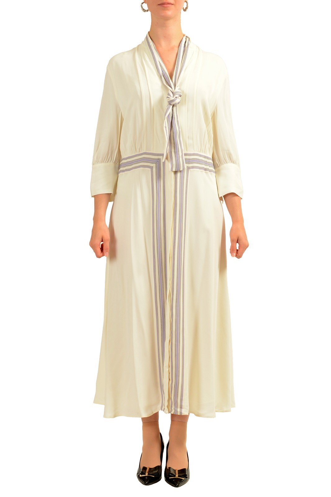 Hugo Boss Women’s “Destripie” Ivory 3/4 Sleeve Fit &Flare Dress US 12 IT 48
