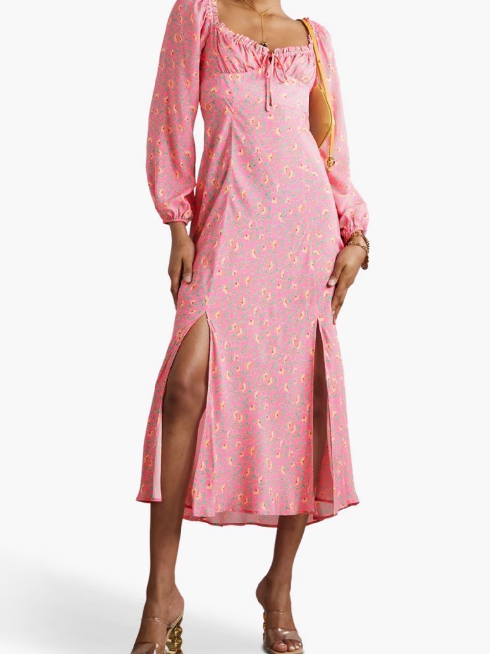 RIXO Olimani tie-detailed floral-print crepe de chine midi