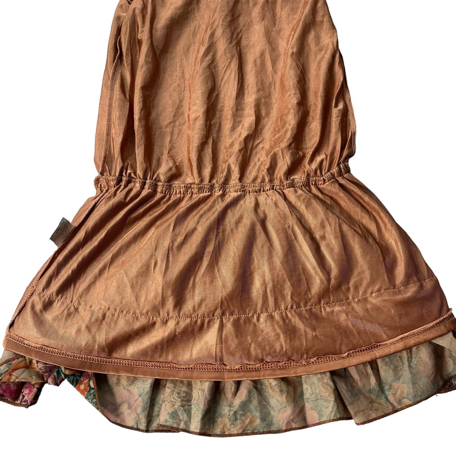 He Juan Womens Medium Brown Teal Sequin Silk Knit Tank Ruffle Layered Mini Dress