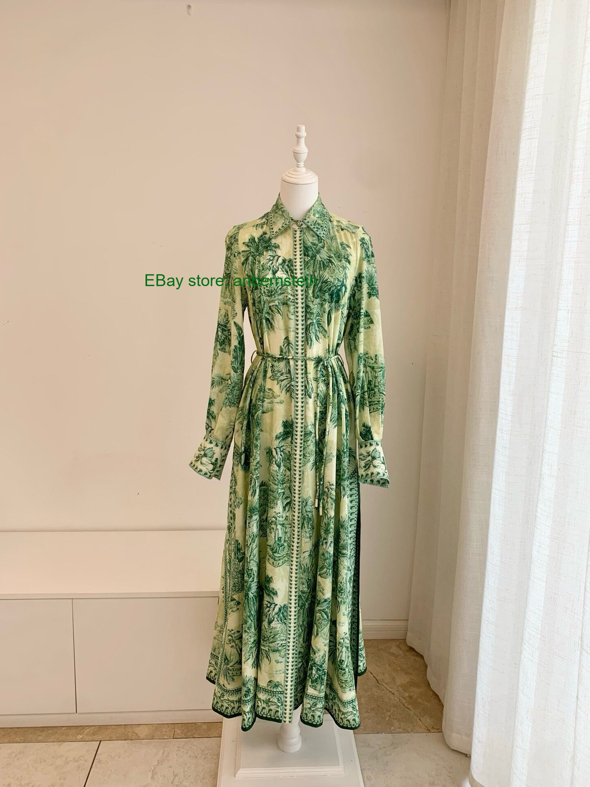 ALE 70% cotton 30% silk long dress lace-up waist shirt dress 2026 dress female