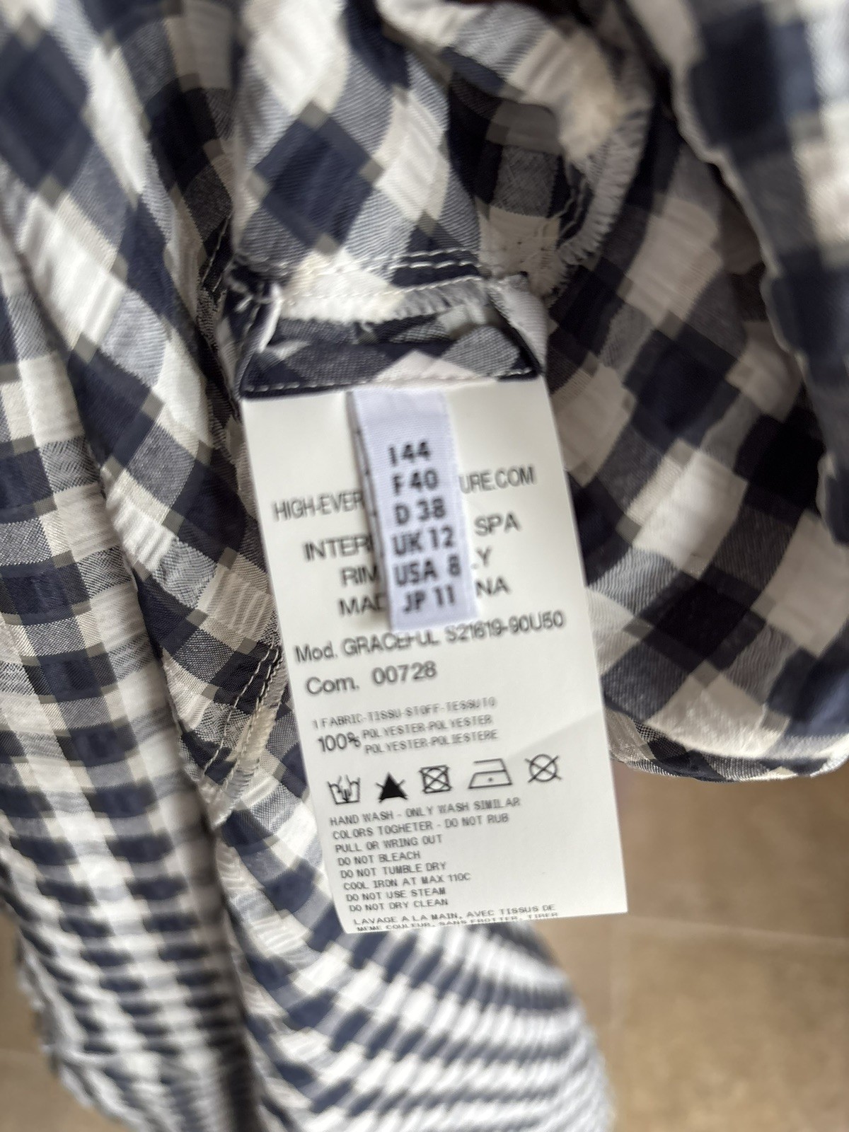 ✨High Tech – Claire Campbell Navy Gingham Dress IT44 UK12