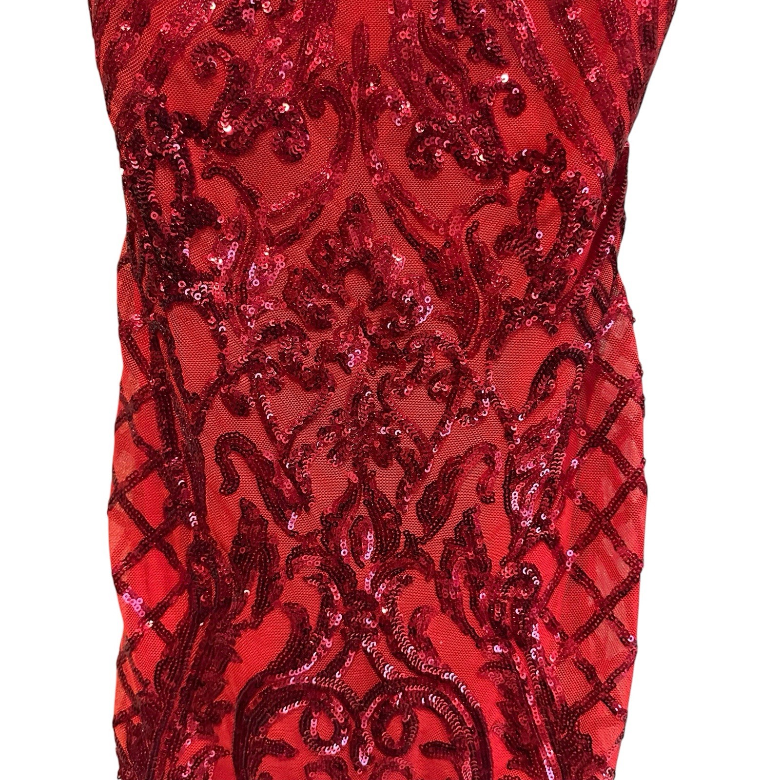 B.Darlin Red Sequin Dress Adjustable Spaghetti Straps Size 5/6
