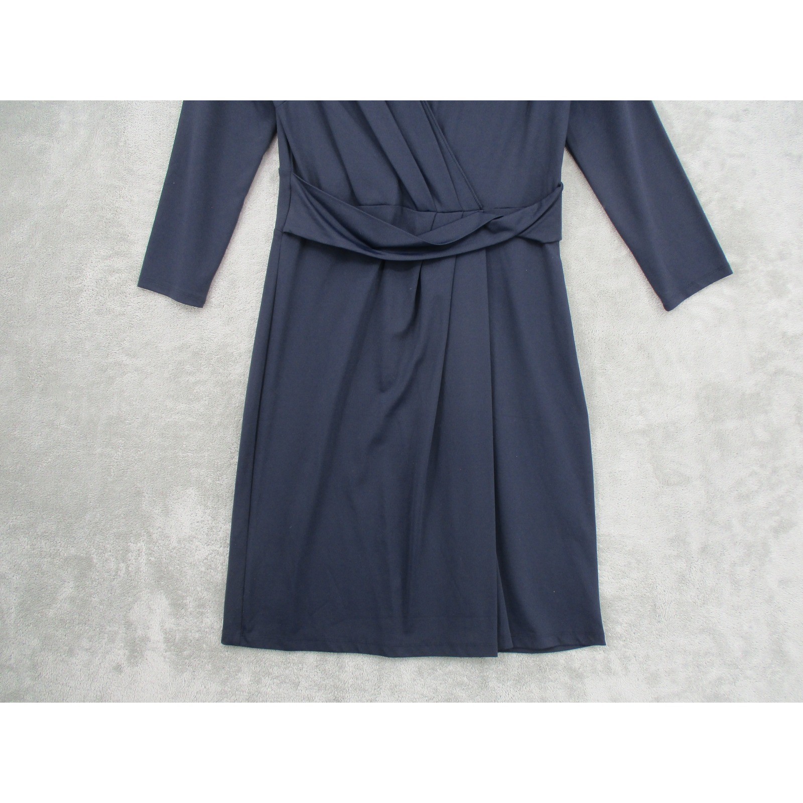 Talbots Dress Womens Medium Stretch Knit Cooling Side Zip Navy Office Career