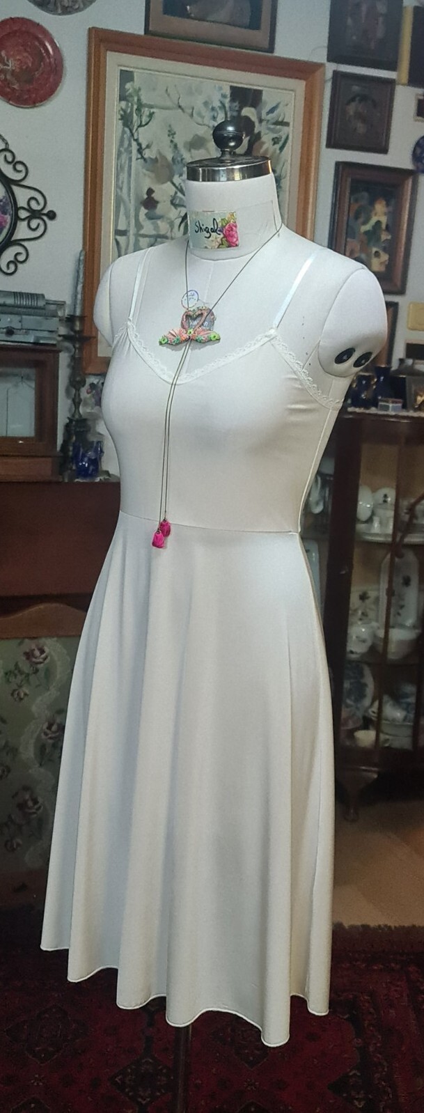 Michal Negrin Great Wrap White Dress Floral Pattern With Slip- Size “M”