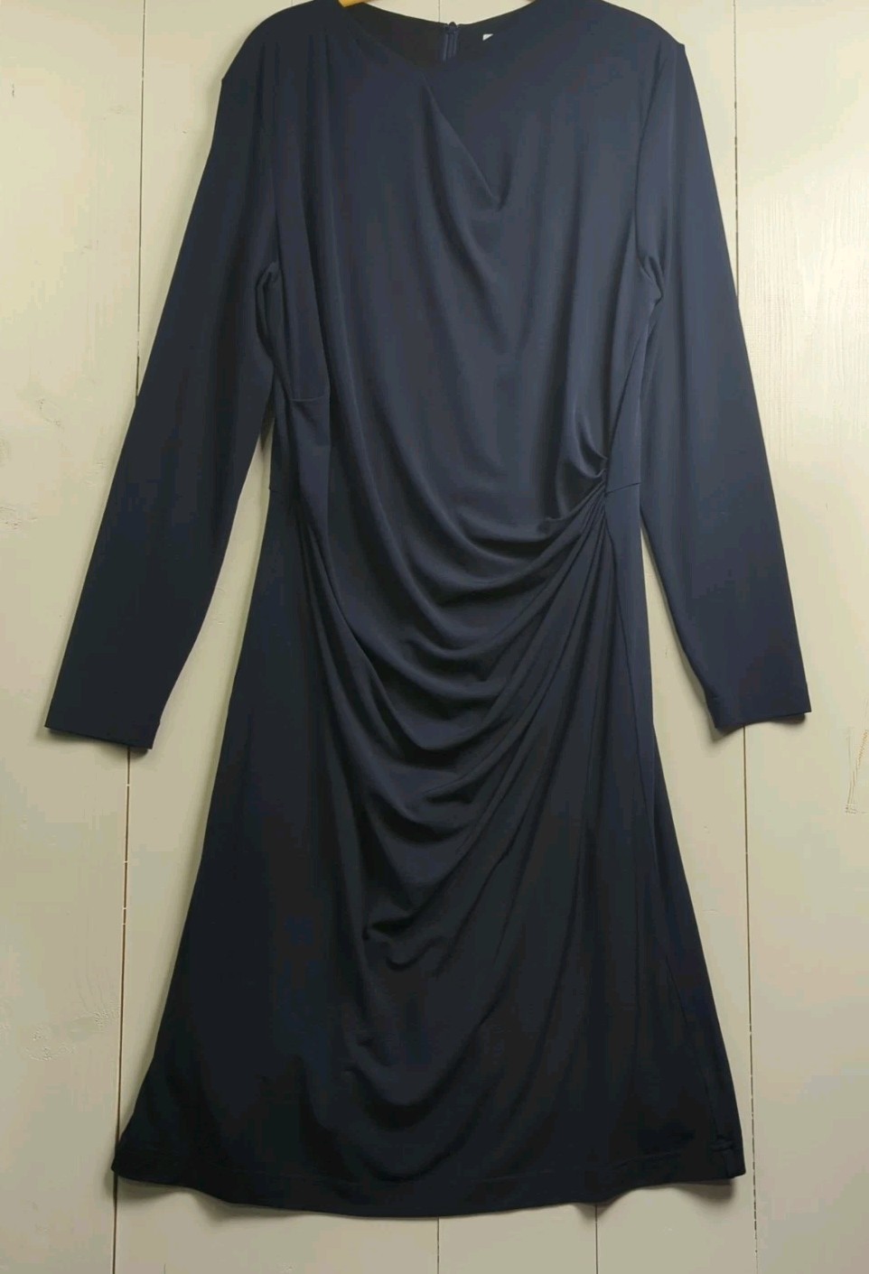 THE FOLD LONDON Jersey Draped Navy Blue Size UK16 Stretch Capsul Wardrobe