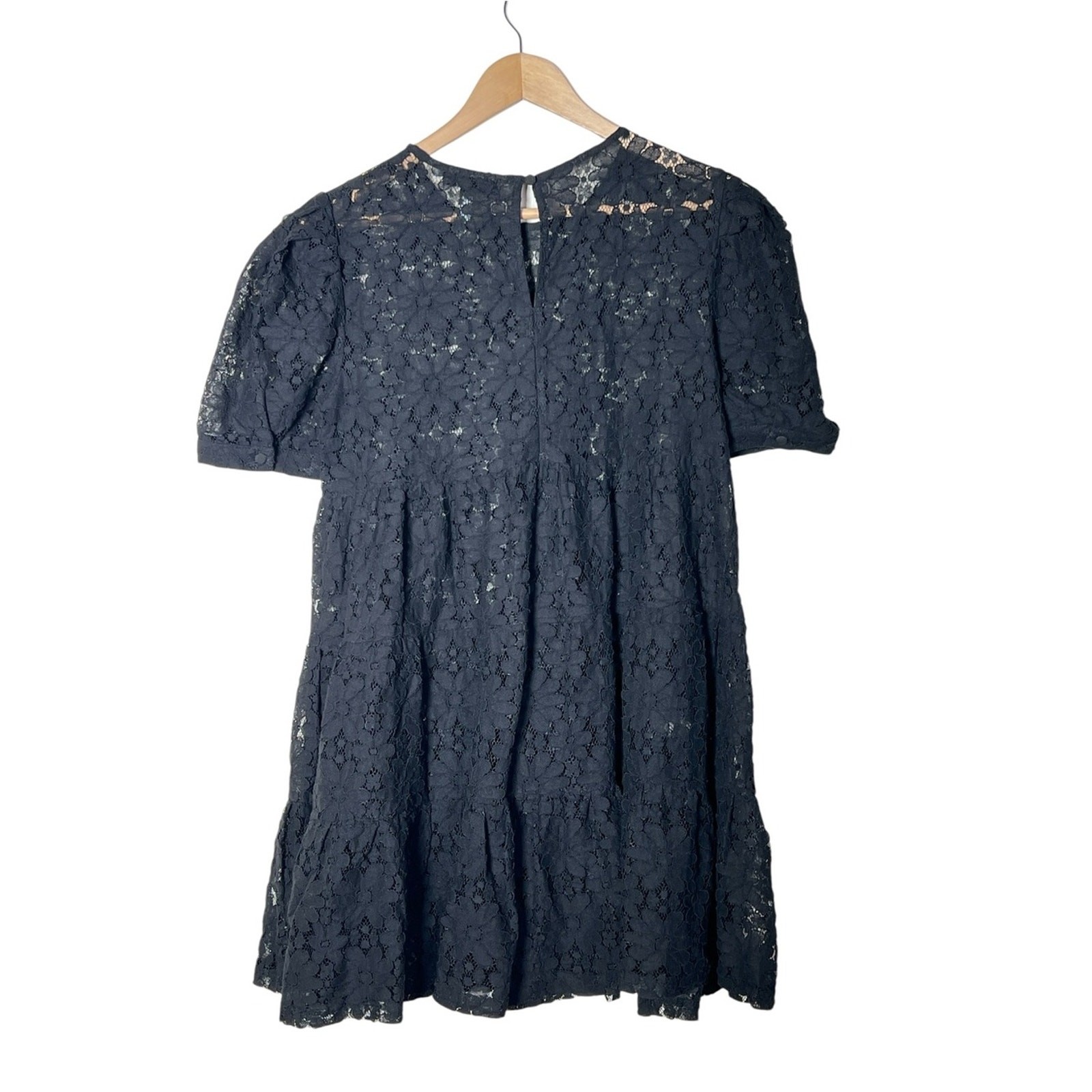 Aqua black blaze mini sheer baby doll dress size large L B193
