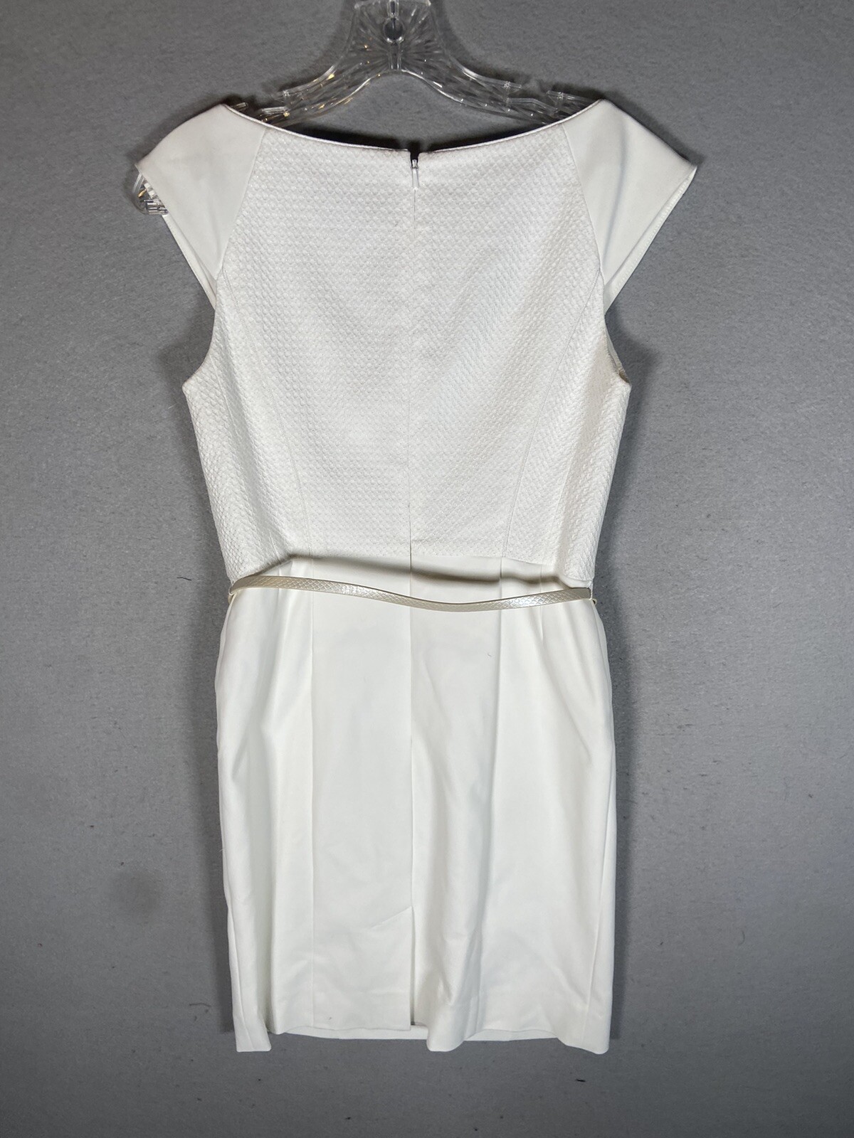 Etcetera White Cap Sleeve Dress Side Zipper Pockets Zipper With Belt Sz 2
