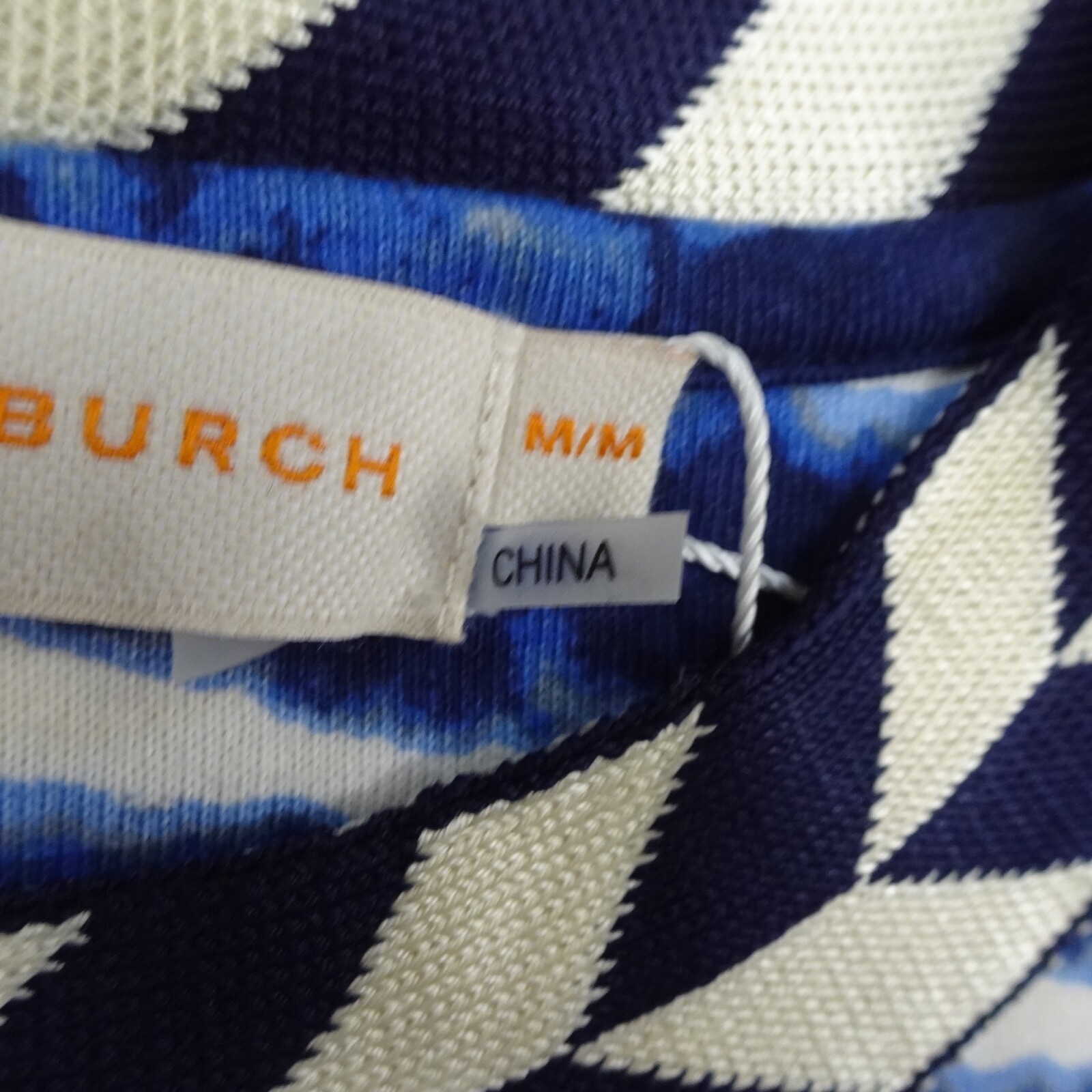 Tory Burch Dress Womens Medium M Blue Shift Midi Tye Die Career Stretch Hollie