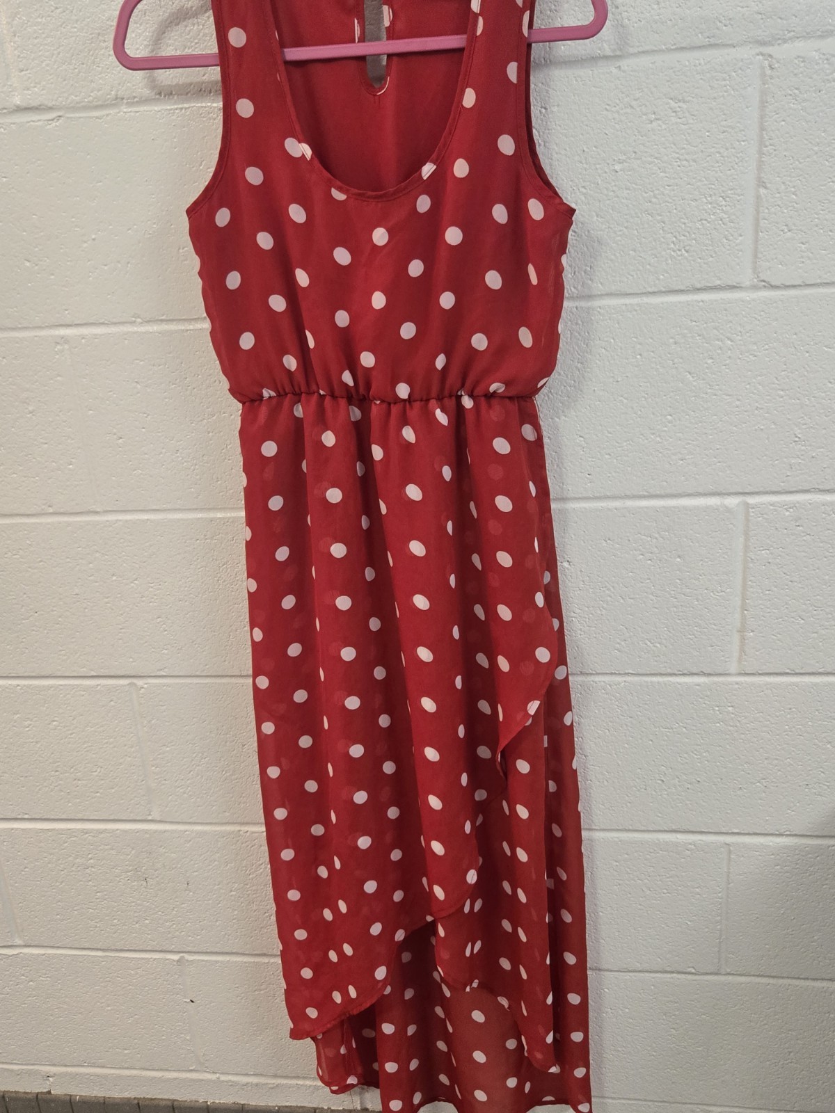 Red With White Polka Dots XS Long Dress Shortless Maxi