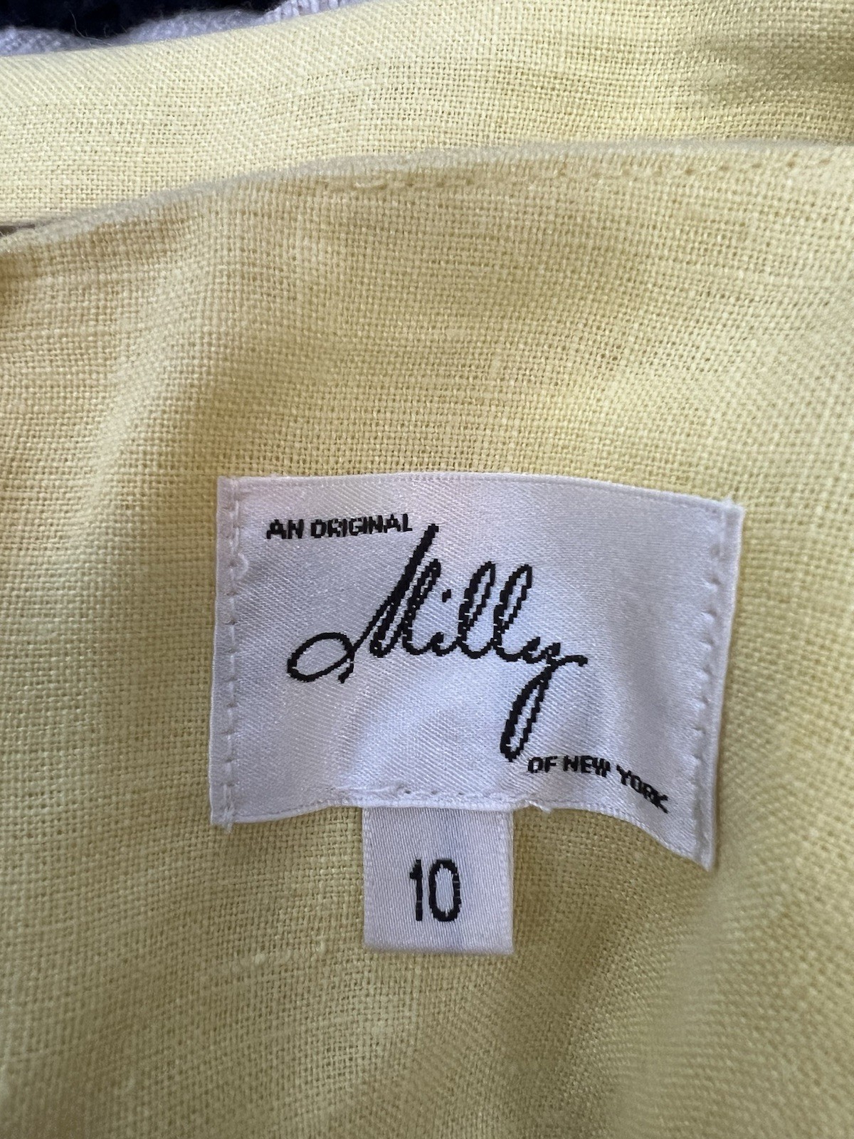 Milly Size 10 Light Yellow Linen Fit & Flare Knee Length Dress New Without Tags