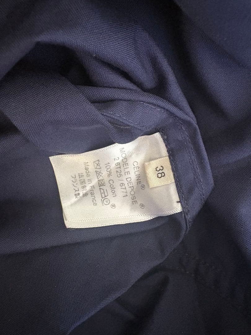 CELINE Dress Size 38 90-95cm Length Navy Thick Cotton Sleeveless