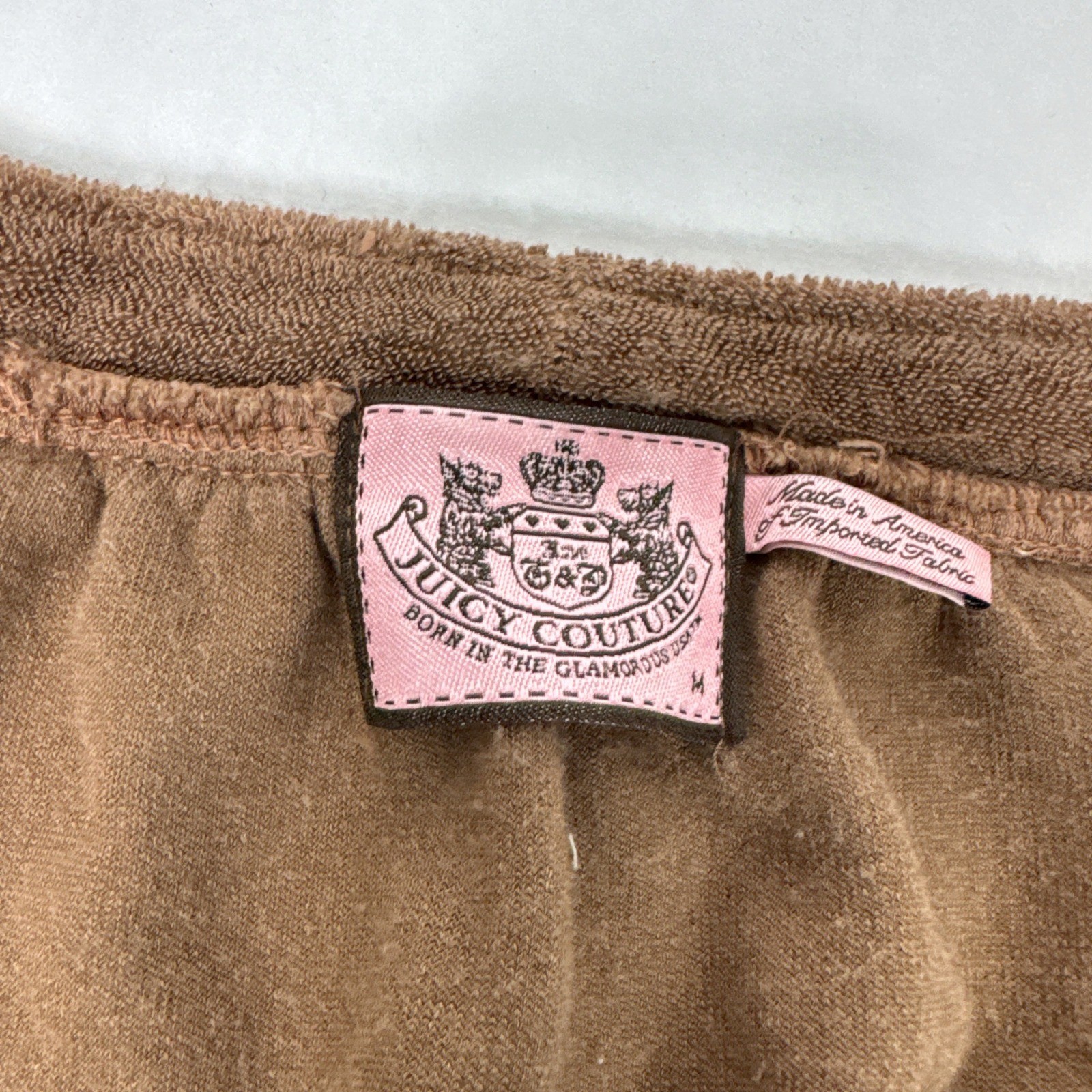 Juicy Couture Velour Mini Dress Brown Puff Sleeve Lace Pocket Y2K Women’s M