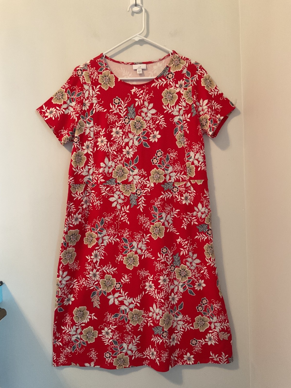 J.Jill Women’s Red FloralS Line Dress Size M