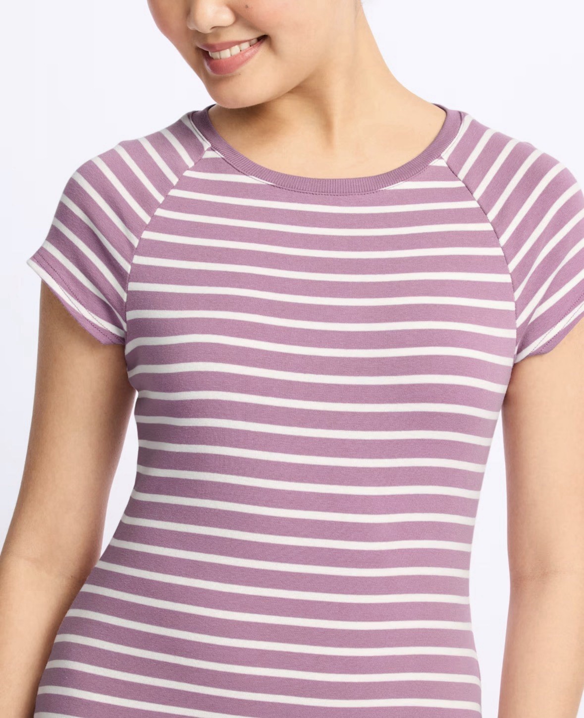 NWT Gilli Size Large Fitted Bodycon T Shirt Maxi Dress Purple Striped Stitchfix