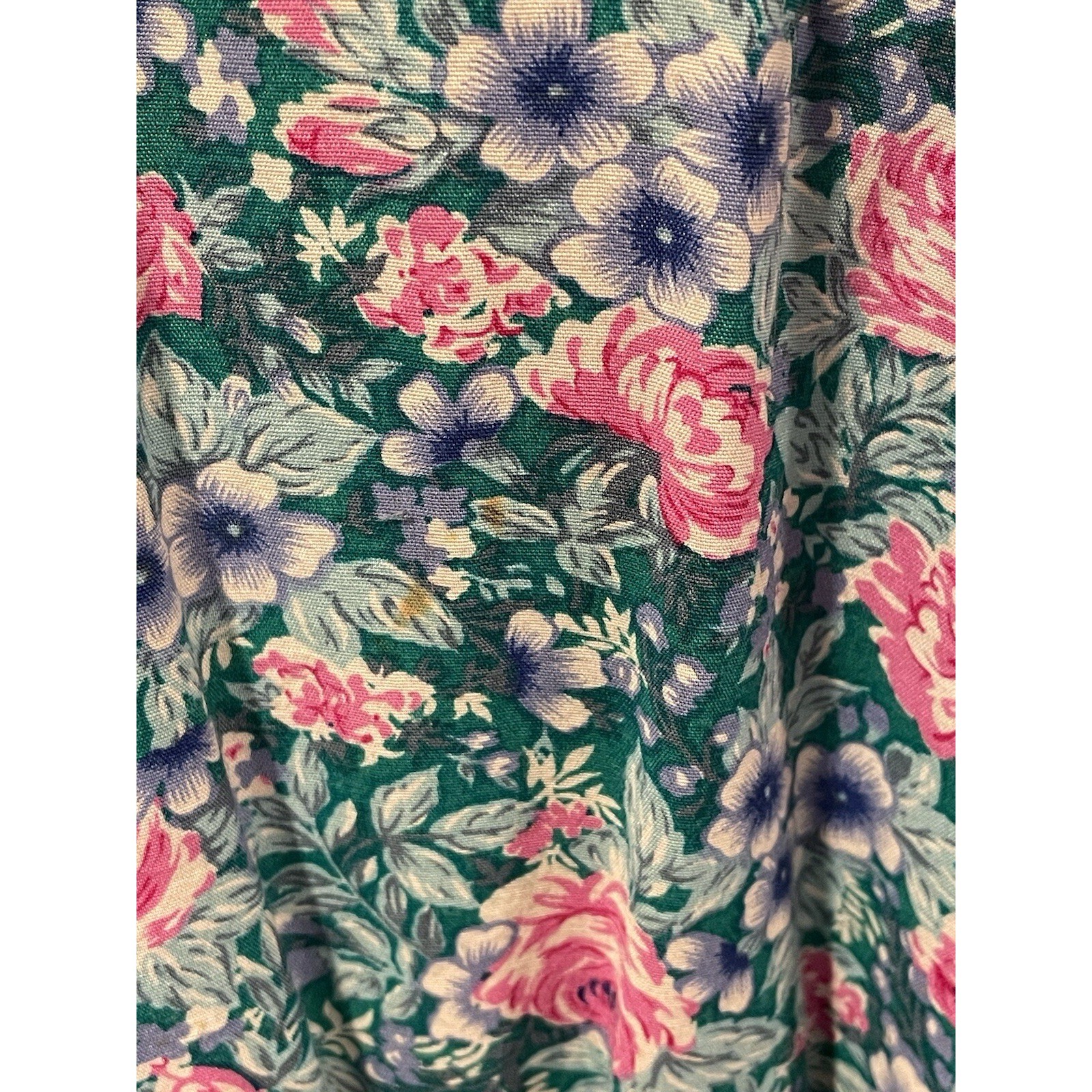 Vintage 80’s Karin Stevens Dress Size 8 Green Floral Cottagecore Retro Prairie