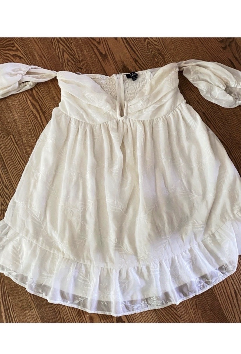 Lulus White Embroidered Off The Shoulder Mini Dress Size XL