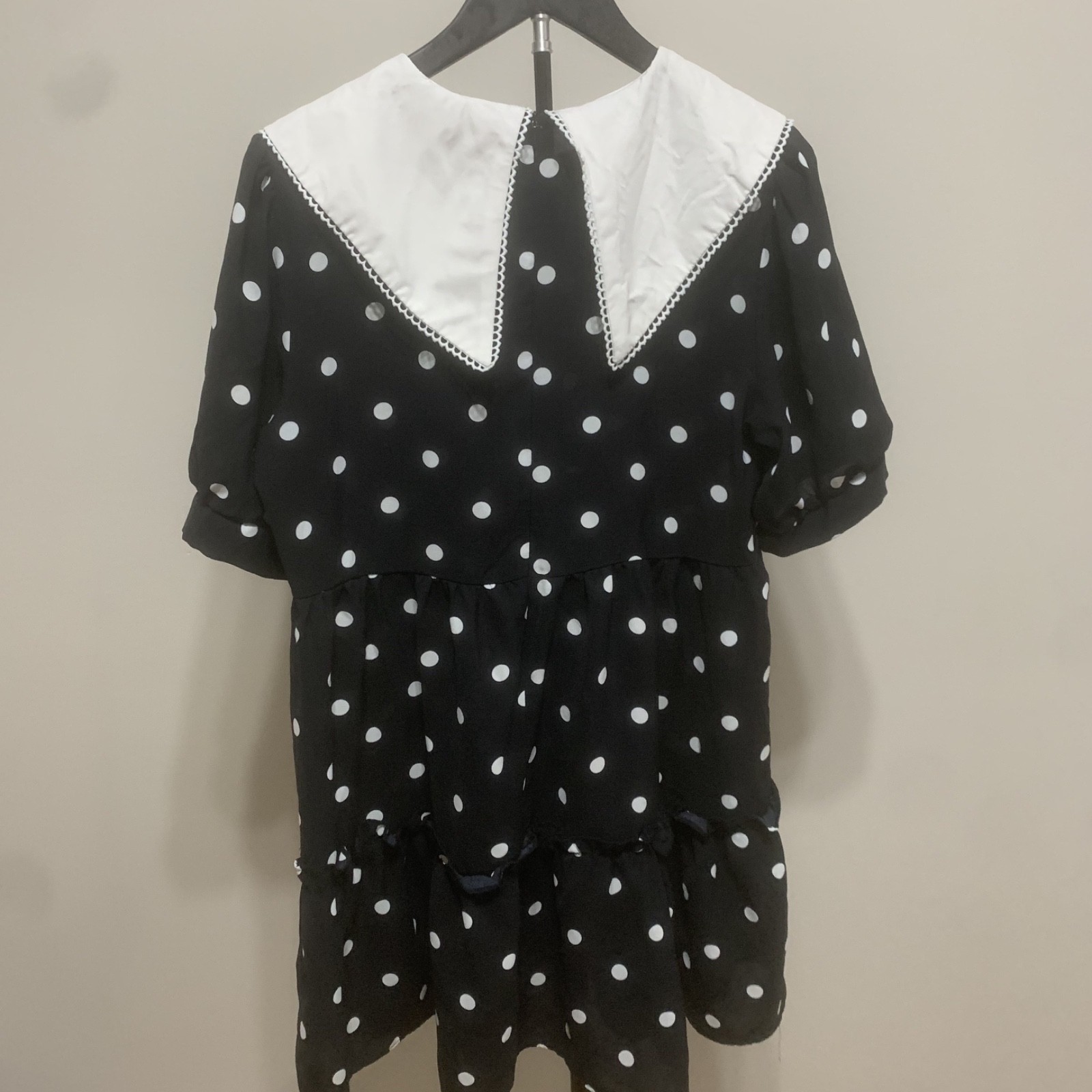 Dazy Polka Dot Black & White Collared Dress Sz XL