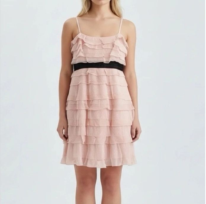 BCBGMAXAZRIA Pink Silk Lace Cocktail Dress Size 4 Fairy Romantic Summer Wedding