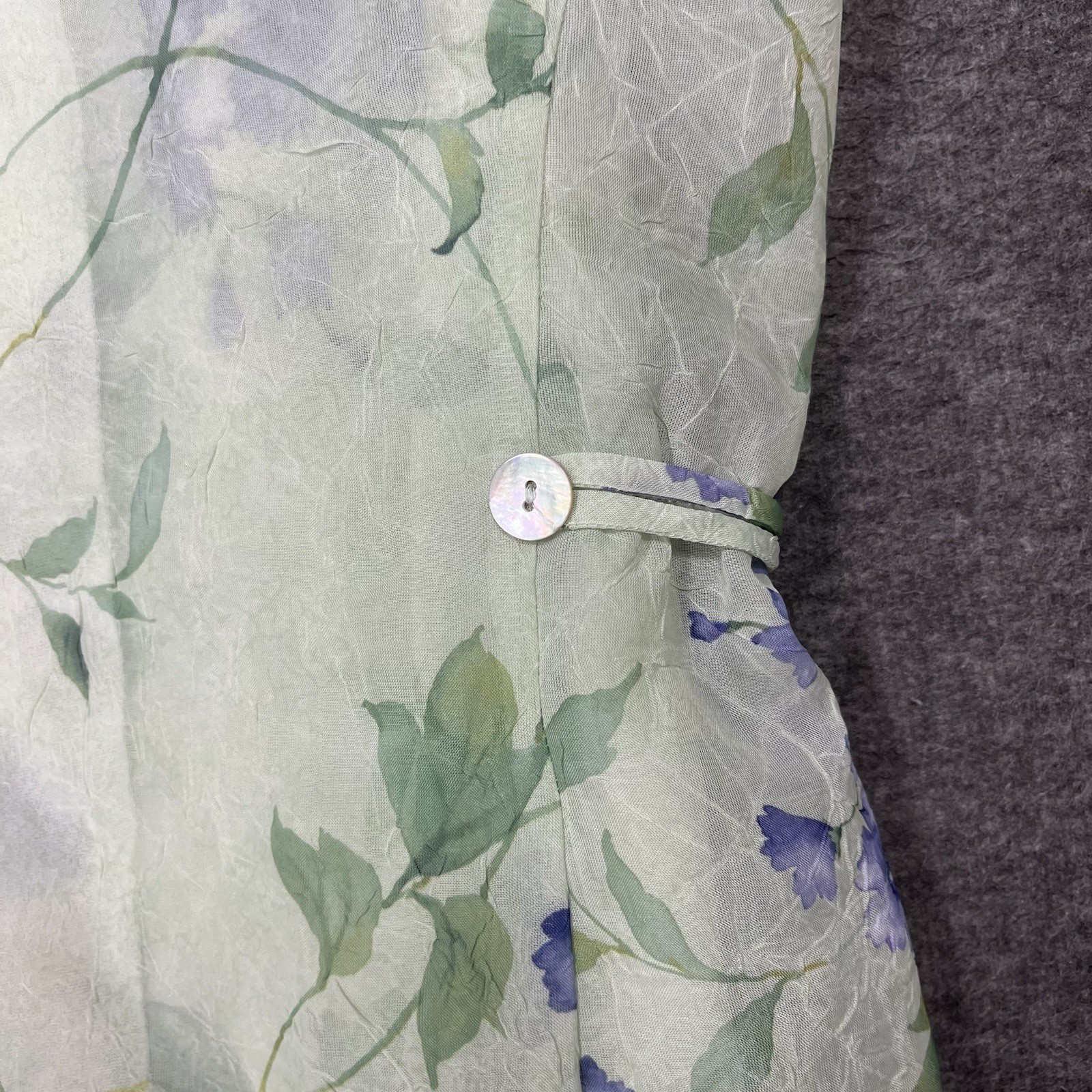 Vintage Karin Stevens Midi Dress & Jacket Set Size 8 Green Floral Sheer Lined