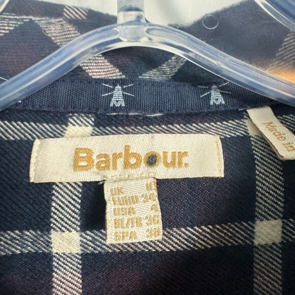 Barbour Women’s Millcross Dress Java Check Size 4 Long Sleeve Organic Cotton