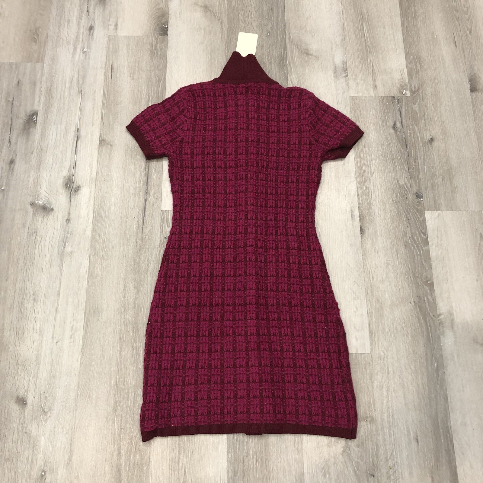 Entro Short-Sleeve Collared Maroon And Pink Button Down- Size S