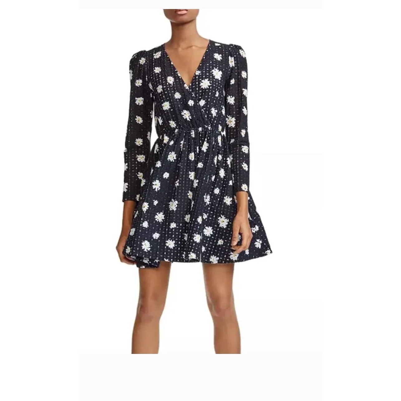 Maje Rayom Black Daisy Eyelet Mini Dress Long Sleeve Floral Sz 1 S ( no liner)