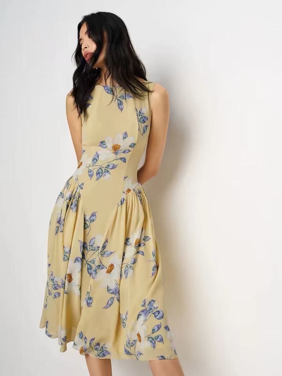 REFORMATION Anilis Platycodon Flower Caviar Dot Sleeveless Midi Dress