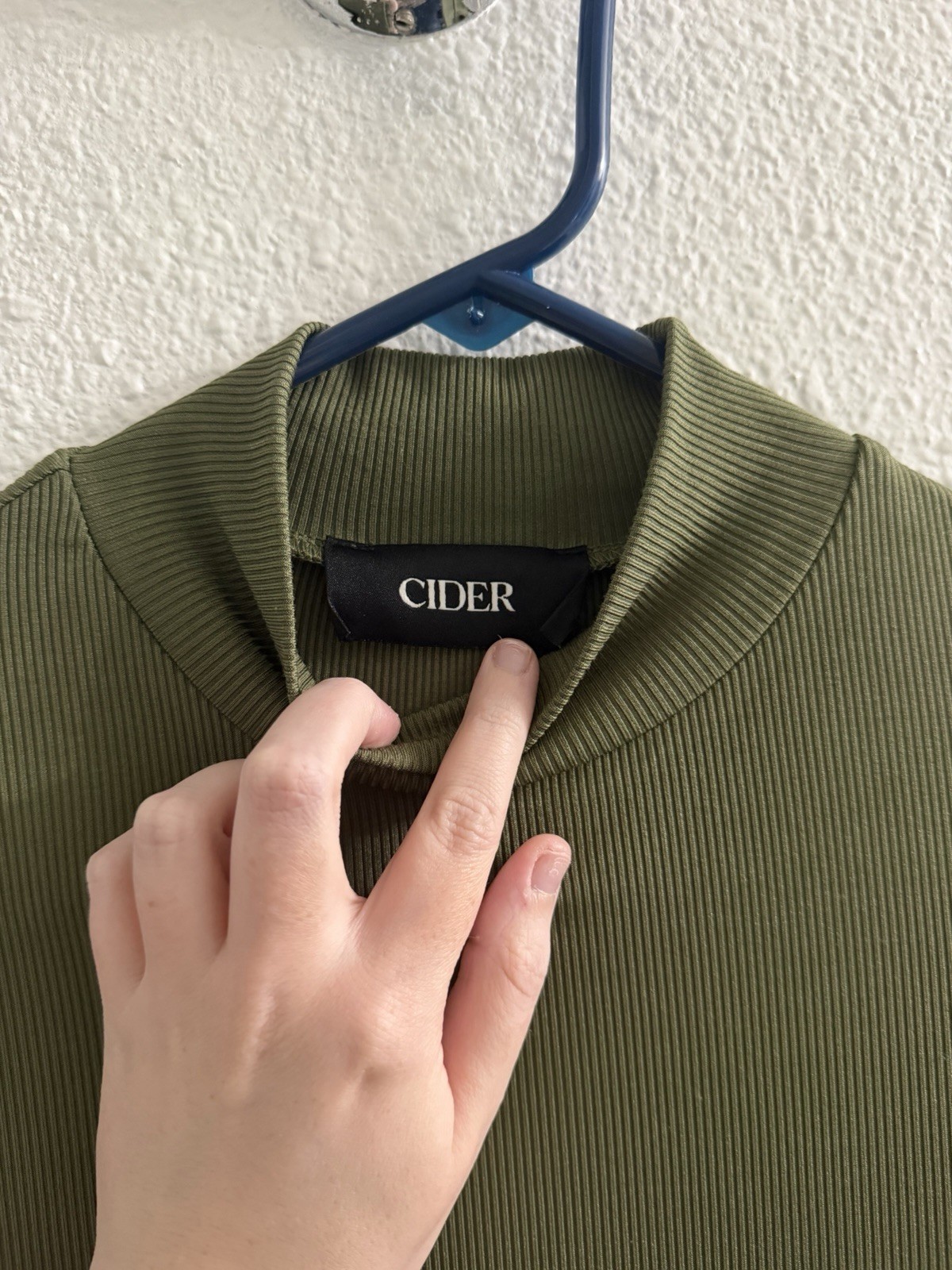 CIDER Green Ribbed Mock Neck Long Sleeve Stretch Mini Dress Size M
