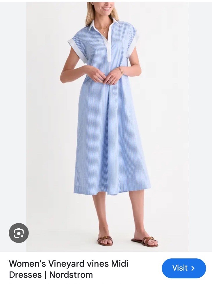 Vineyard Vines Pippa Sleeveless Popover Midi Dress Womens Medium Stripe NWT