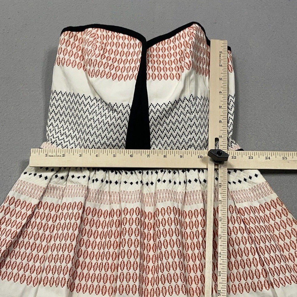 Ella Moss Strapless Embroidered Fit Flare Dress Womens Size S White Black Pink