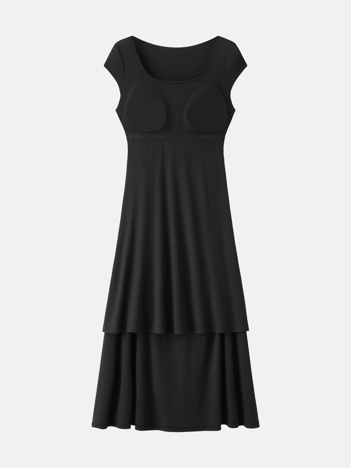 SkinKiss Cooling Square Neck Ruched Midi Bra Dress-OGLmove|118867