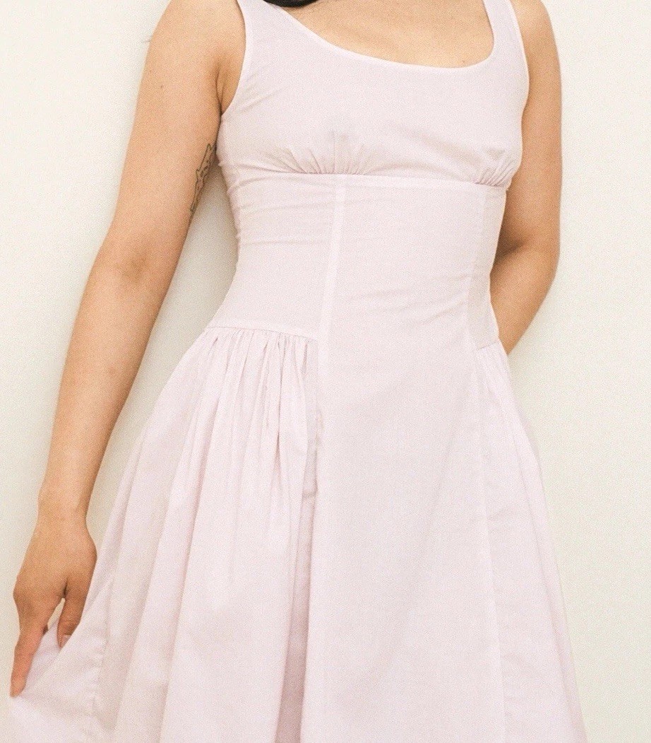 Salter House Picnic Dress Blush Pink Organic Cotton Sleeveless Cottagecore Sz S