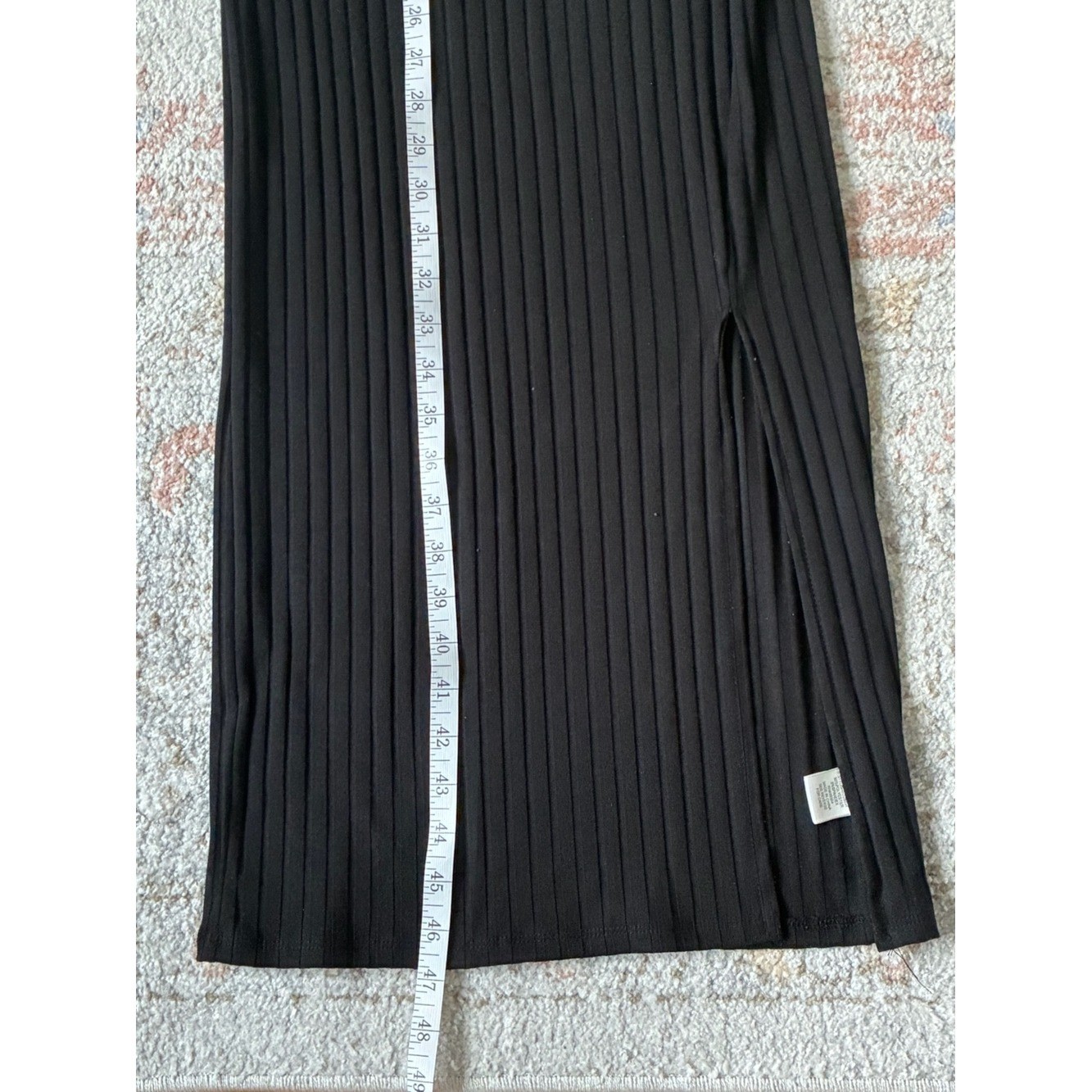 Black Ribbed Whimsy Goth Long Sleeve Maxi Dress – Size XS