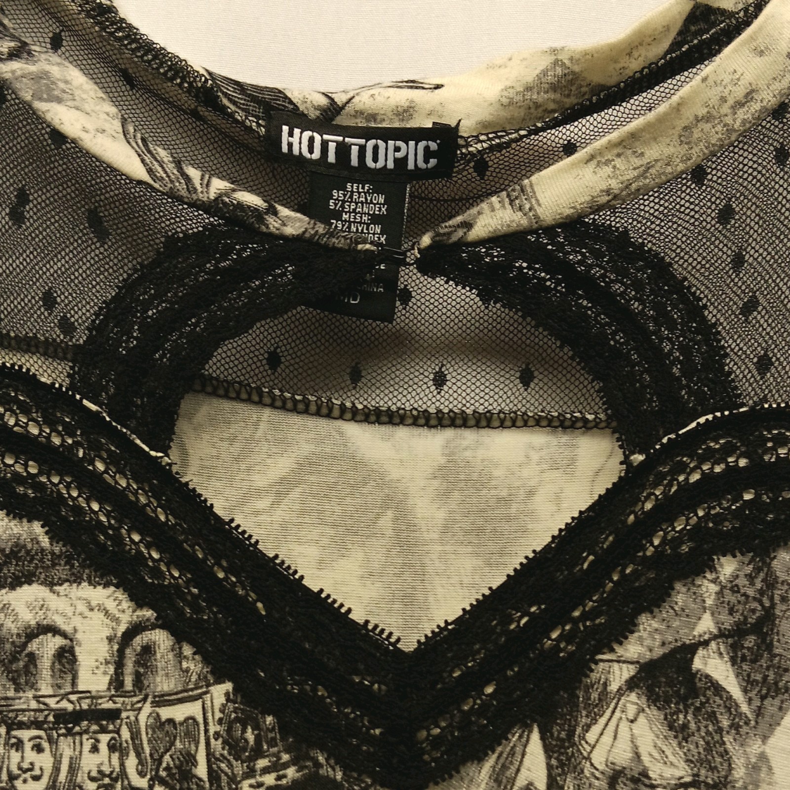 Hot Topic Alice in Wonderland Gothic Lace Mesh A-Line Dress Beige/Black M