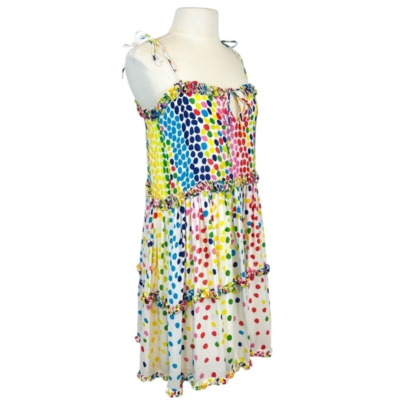 All Things Mochi Blessica Multicolor Bohemian Polka Dotted Mini Rainbow Dress