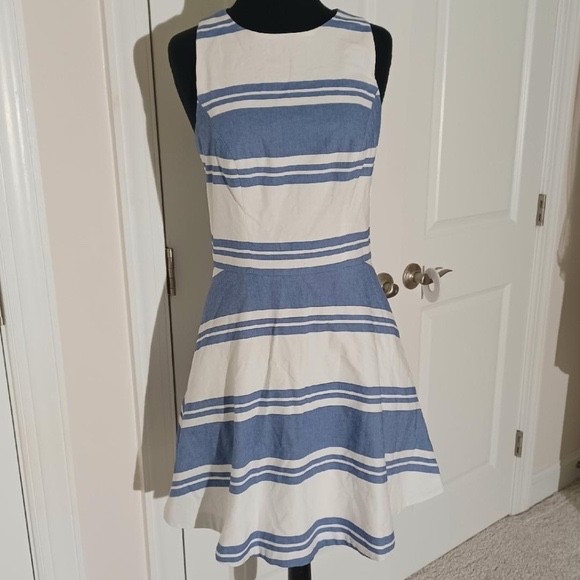 SOUTHERN TIDE Nautical Blue & White Striped Sleeveless Dress 6 $168